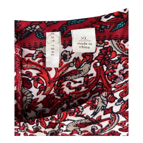 EST. 1946 Women’s XL Red Floral Paisley Sleeveless Layered Blouse - Picture 3 of 8
